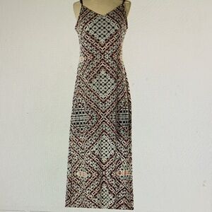 Pixley Black and Red Geometric Maxi Dress